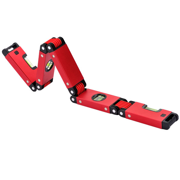 What are the key features and benefits of an aluminum foldable spirit level?